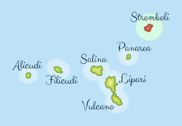 L'isola di Stromboli: Mappa geografica isole Eolie
